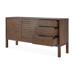 2 puertas + 3 cajones: 172x48x87h cm
