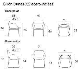 Sillón Dunas XS acero Inclass