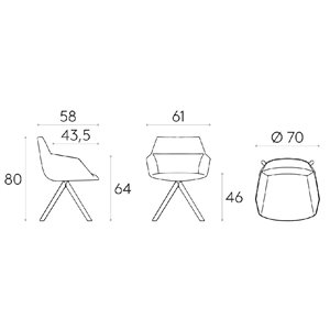Sillón Dunas XS giratorio madera Inclass