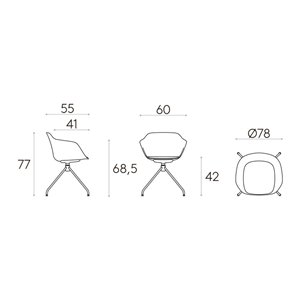 Sillón Taia giratorio acero polipropileno Inclass