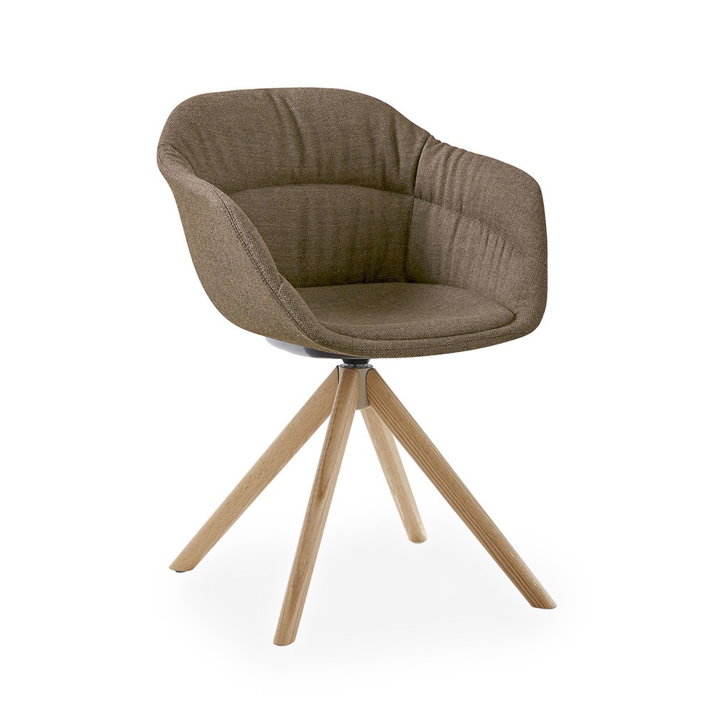 Sillón Taia giratorio madera tapizado soft Inclass
