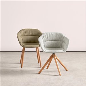 Sillón Taia giratorio madera tapizado soft Inclass