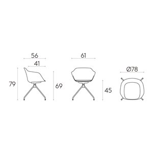 Sillón Taia giratorio acero tapizado Inclass
