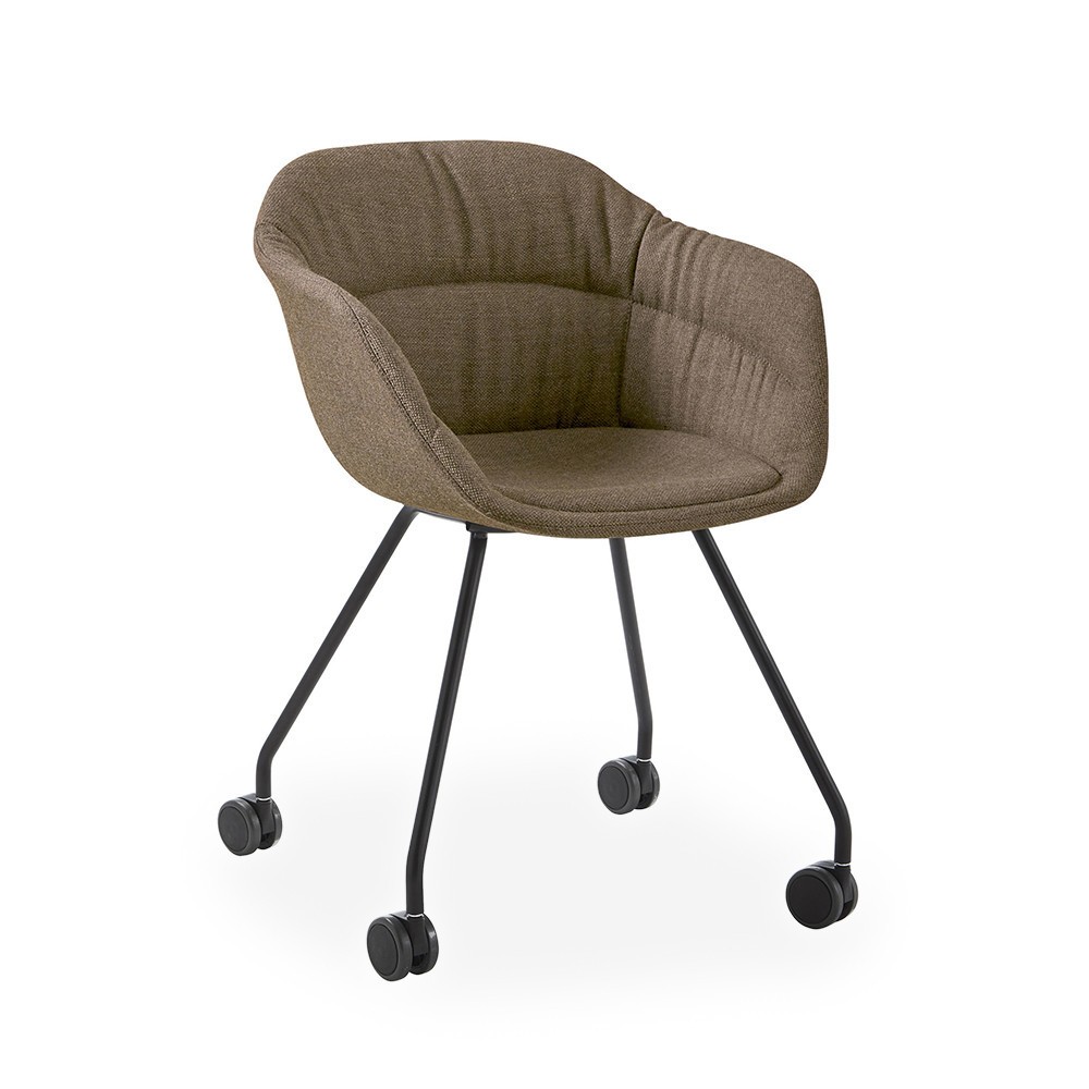 Sillón Taia ruedas acero tapizado soft Inclass