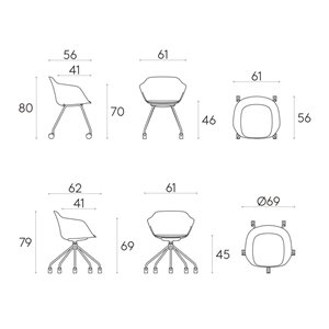 Sillón Taia ruedas acero tapizado Inclass