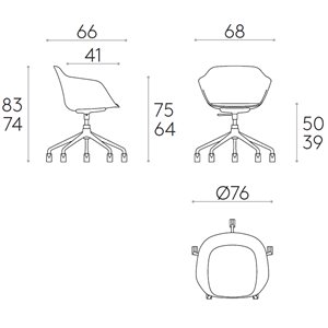 Sillón Taia ruedas tapizada soft Inclass