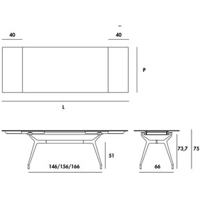 Mesa Arkos rectangular extensible cerámica Sovet Italia