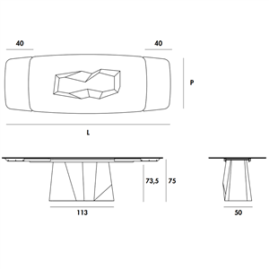Mesa oval GranDeod extensible cristal Sovet Italia