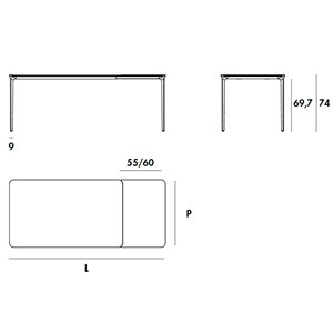 Mesa Slim 20 rectangular aluminio extensible Sovet Italia