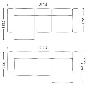 Sofá Mags Soft 3 plazas Longue Hay