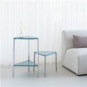 Triangular: Aluminio pulido/Concrete Azul claro 9022