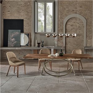Mesa Louis Extensible Madera/Cristal Bontempi