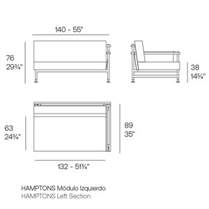 Sofá Hamptons Brazo Vondom