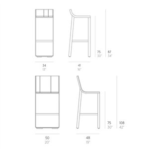 Taburete alto con respaldo Flat Gandia Blasco