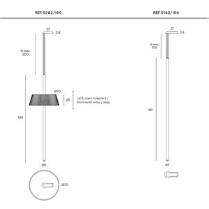 Lámpara de suspensión Celeste vertical FM Iluminación