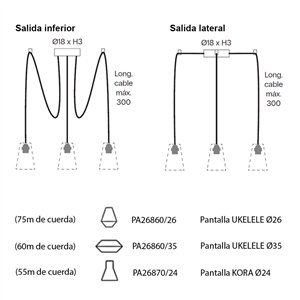Lámpara de suspensión Kit Pop-Up 3T FM iluminación