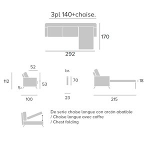 Sofá cama chaise longue Rolling Francés Bañón