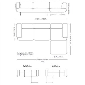 Sofá Inland Chaise longue &Tradition