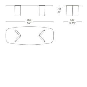 Mesa Ala semiovalada Cristal MisuraEmme