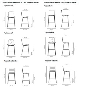 Taburete Klip tapizado cuatro patas metal Viccarbe