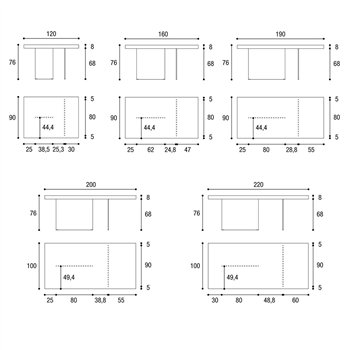 Mesa fija rectangular Air cristal Lago