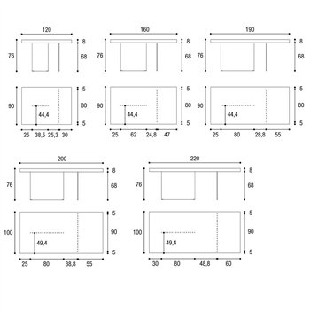 Mesa fija rectangular Air XGlass Lago