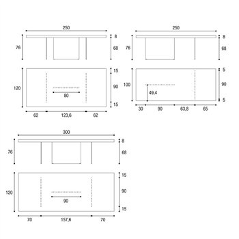 Mesa fija rectangular Air XGlass Lago