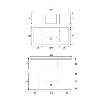 Mesa fija rectangular Air laminado Fenix Lago