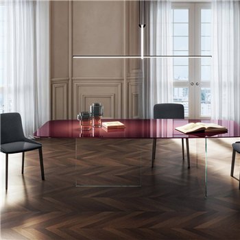 Mesa fija rectangular Air Slim cristal Lago