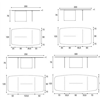 Mesa fija cantos redondeados Air Slim cristal Lago