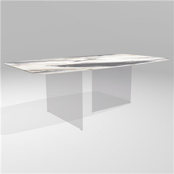 Mesa fija cantos redondeados Air Slim XGlass Lago