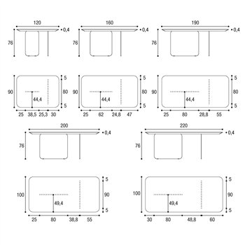 Mesa fija rectangular Air Soft Wildwood Lago