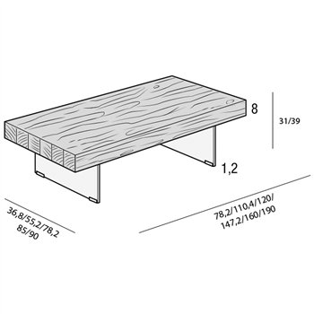 Mesa centro rectangular Air Wildwood Lago