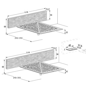 Cama matrimonia Fluttua repisa Lago
