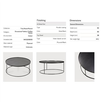 Mesa centro con tablero redondo Ethnicraft