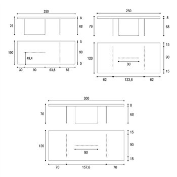 Mesa fija rectangular Air cristal Lago