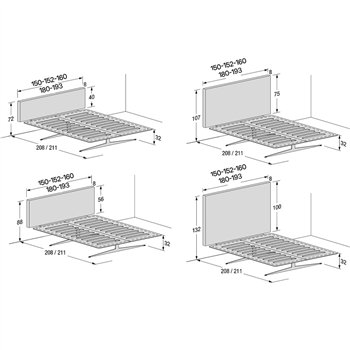 Cama matrimonio Steel tapizado Lago