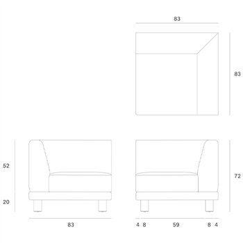 Sofá modular con reposabrazos Monocle Ethnicraft