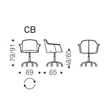 Silla Tyler Wheels Brazos Cattelan Italia