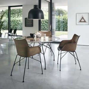 Sillón Q/wood de Madera 3D curvada en estructura cromada o acero 4 patas.