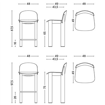 Taburete bar tapizado Chisel 35 Hay
