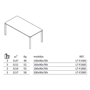 Mesa rectangular fija Lataula de Arlex. Mesas modernas.