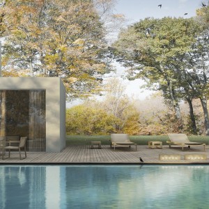 Tumbona moderna Flat Textil reclinable para exterior de Gandia Blasco.