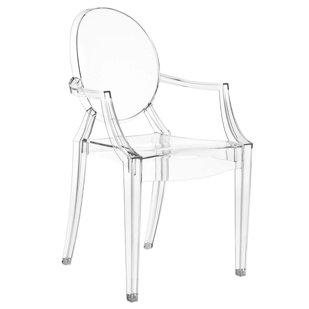 Sillón de policarbonato con brazos Louis Ghost Kartell. Diseño de calidad.