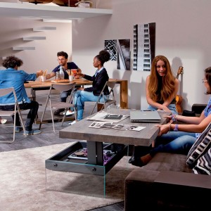 Mesa elevable Bellagio de Ozzio. Mobiliario de diseño. Mesas de centro.