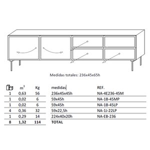 Mueble salón Nara 1 de Arlex. Muebles de diseño.