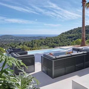 Sofá de 3 plazas DNA para exterior de Gandia Blasco. Sofás de diseño moderno.