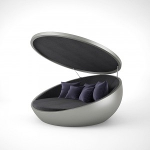 Cama Daybed Ulm Giratoria con Parasol y Luz Led en el Interior | Vondom