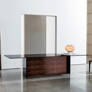 Mesa Regolo doble base cristal de Sovet Italia. Mesas y complementos de diseño moderno.